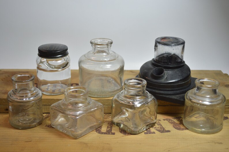Antique Inkwells Lot of 8. Vintage Ink Bottles Lot Etsy