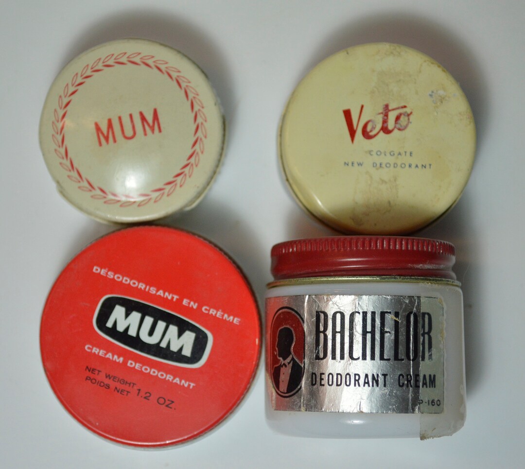 Vintage Cream Deodorant White Milk Glass Jar Lot MUM, Veto, Bachelor