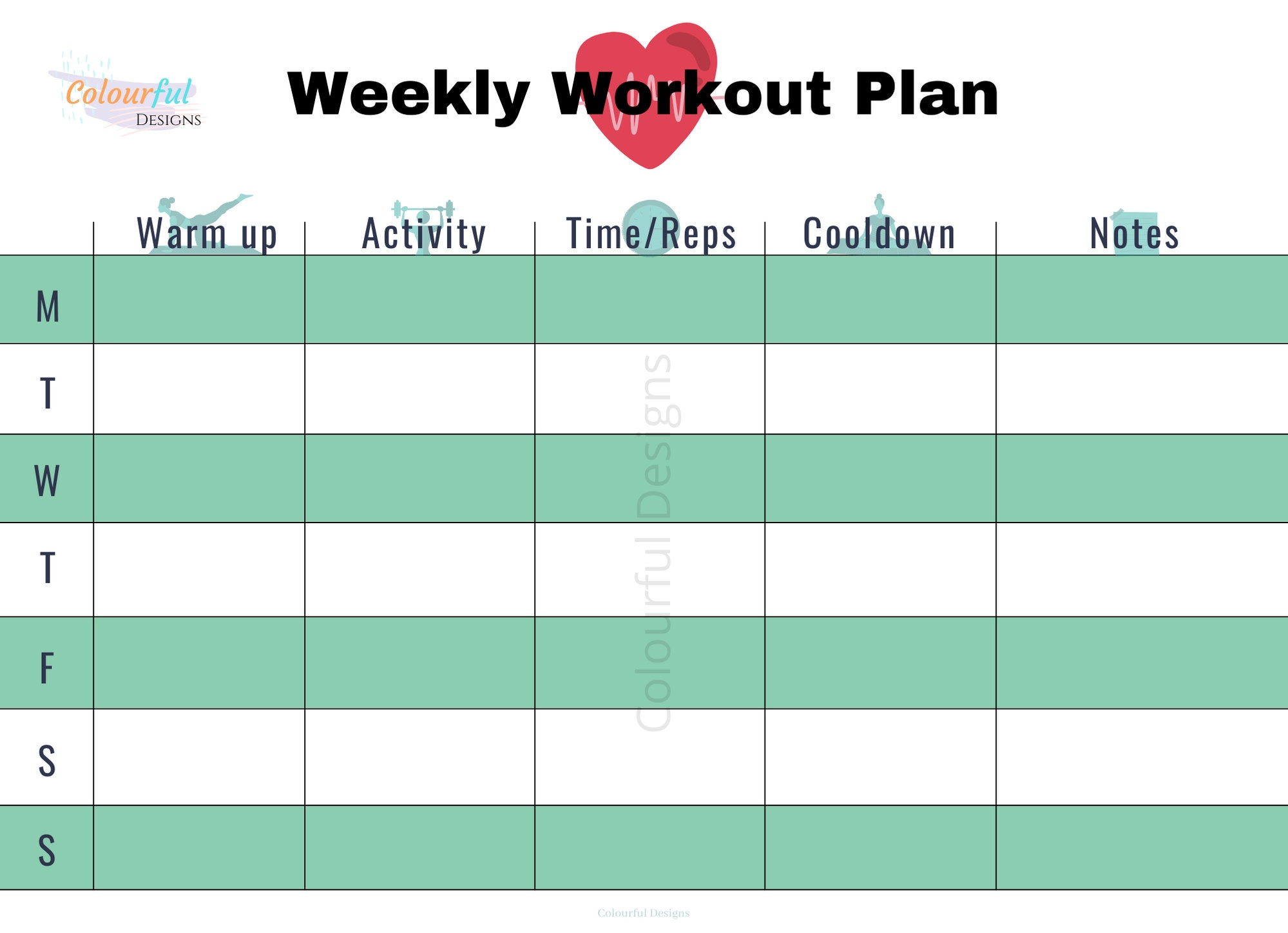 Weekly Workout Planner Printable Template Print From Home Etsy