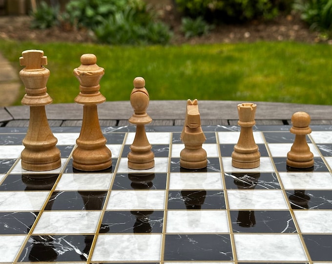 Wooden Chess Board 37x37cm (15x15") | Walnut, Marble, Mosaic Patterns | Luxury Wooden Chess Set Birthday Gift for Him Her Dad BF Anniversary