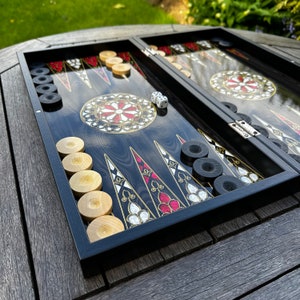Personalised Backgammon & Chess Set | In-built Storage 3in1 Game Set w/ Checkers and Chess Pieces | Gift for Him Her Fathers Day Birthday