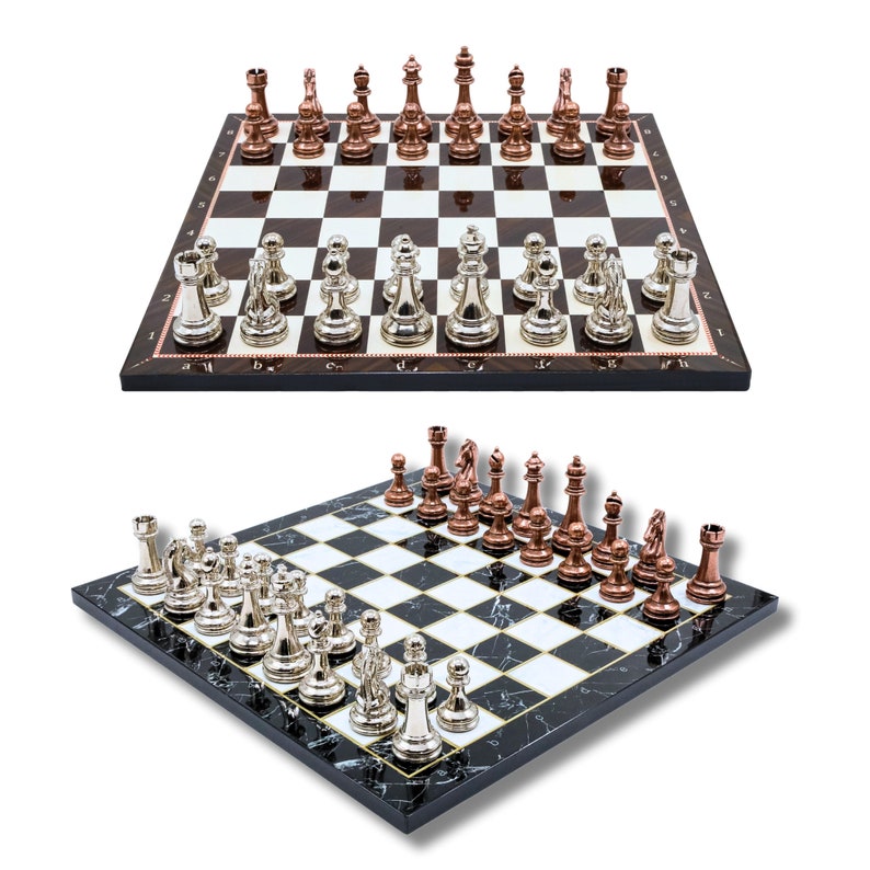 Personalized Wooden Chess Set: Die Cast Metal Staunton Figures - Etsy UK