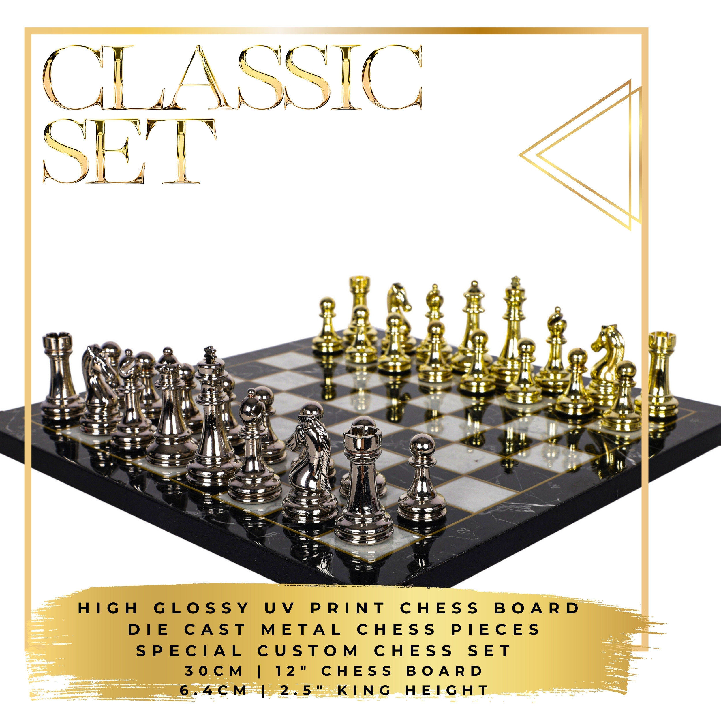 Signed Chess Set Custom Engraved Chess Set W/ Metal Staunton Weighted Chess Figures ...