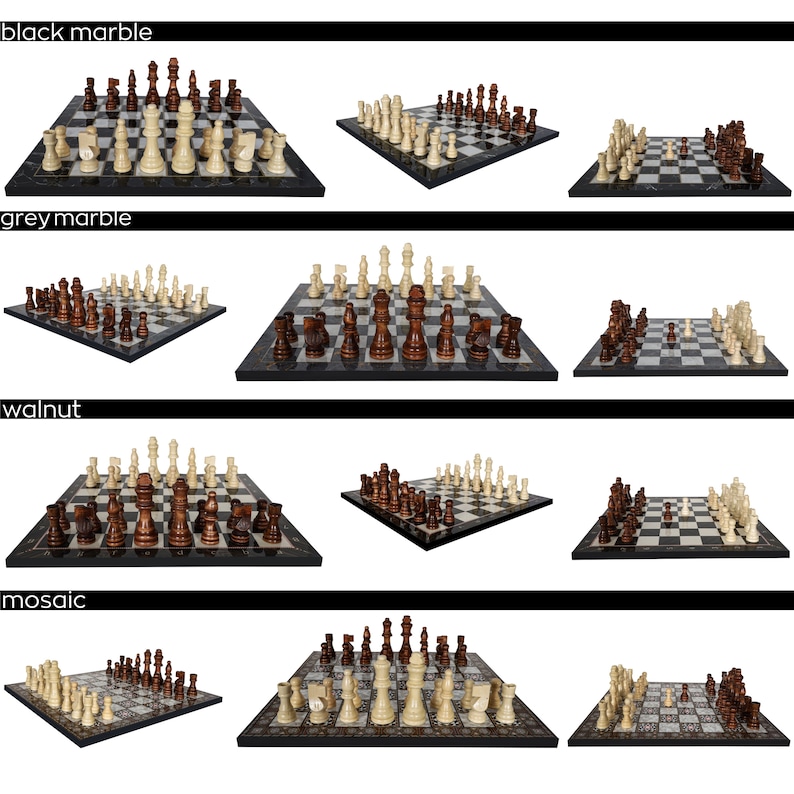 Wooden Chess Board W/ Engraving | Solid Wood Chess Pieces | Customized ...