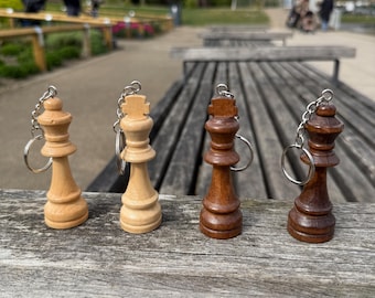 Personalized Wood Chess Piece Keychain: Handmade Gamer Gift Keyring