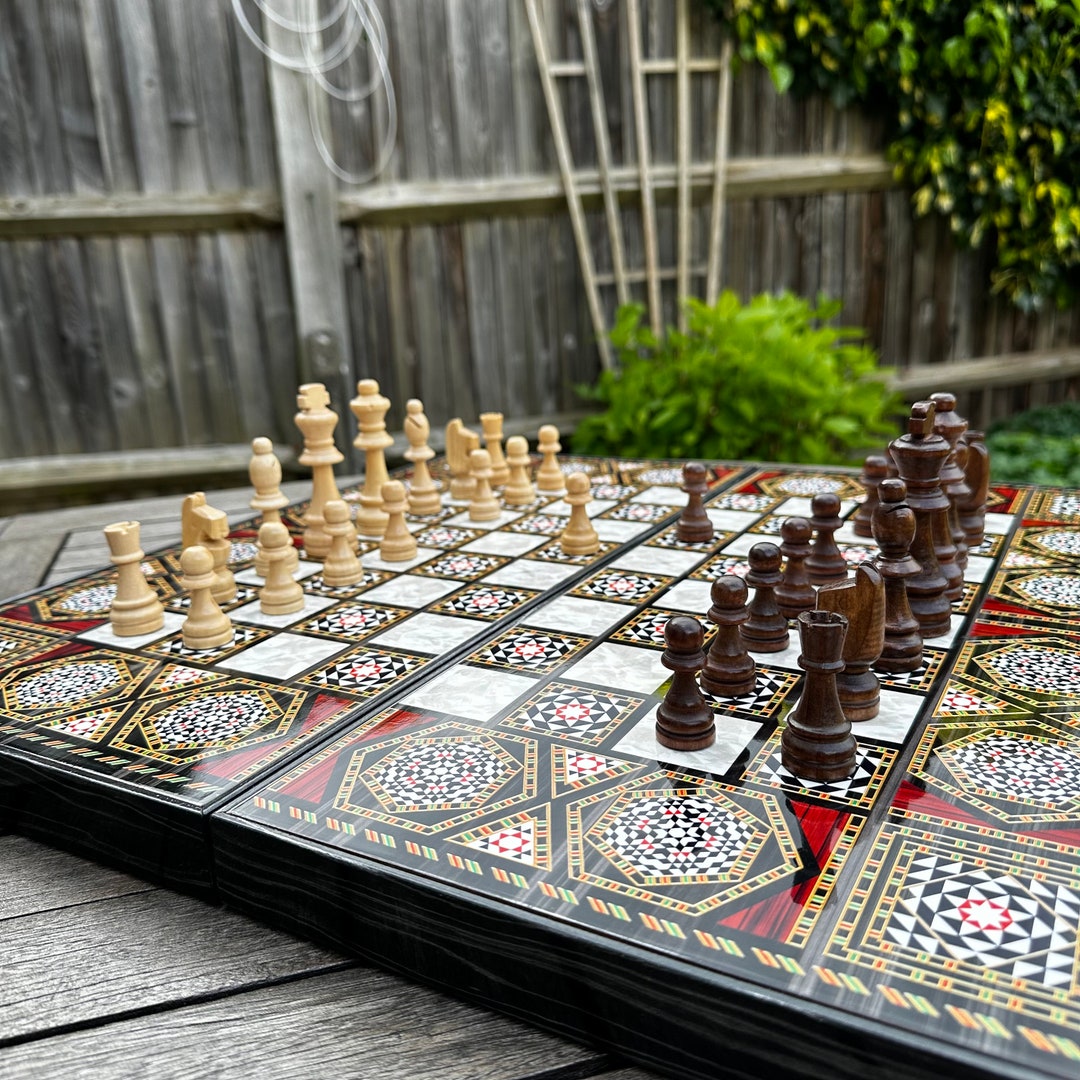 Customised Backgammon & Chess Set | In-built Storage 3in1 Game Set W ...