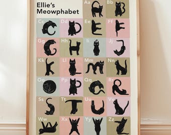 Personalized Cat Alphabet Print: A-Z Nursery Wall Art - Etsy