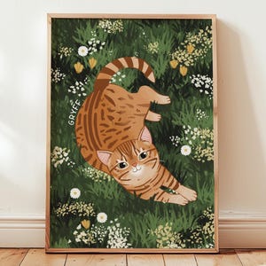 Hand-Drawn Custom Cat Art Print, Illustrated by an Artist from Photos, Unframed image 1