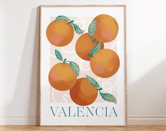 Valencia Oranges Art Print (A4, A3, 5x7) - Minimalist Fruit Illustration - Pastel Wall Decor - Kitchen Art - Digital Painting - Unframed