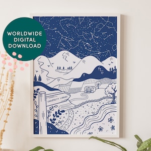 Impresión personalizada de la primera cita con el mapa estelar (digital), La noche en que te convertiste en mí, La noche en que nos conocimos, sin marco