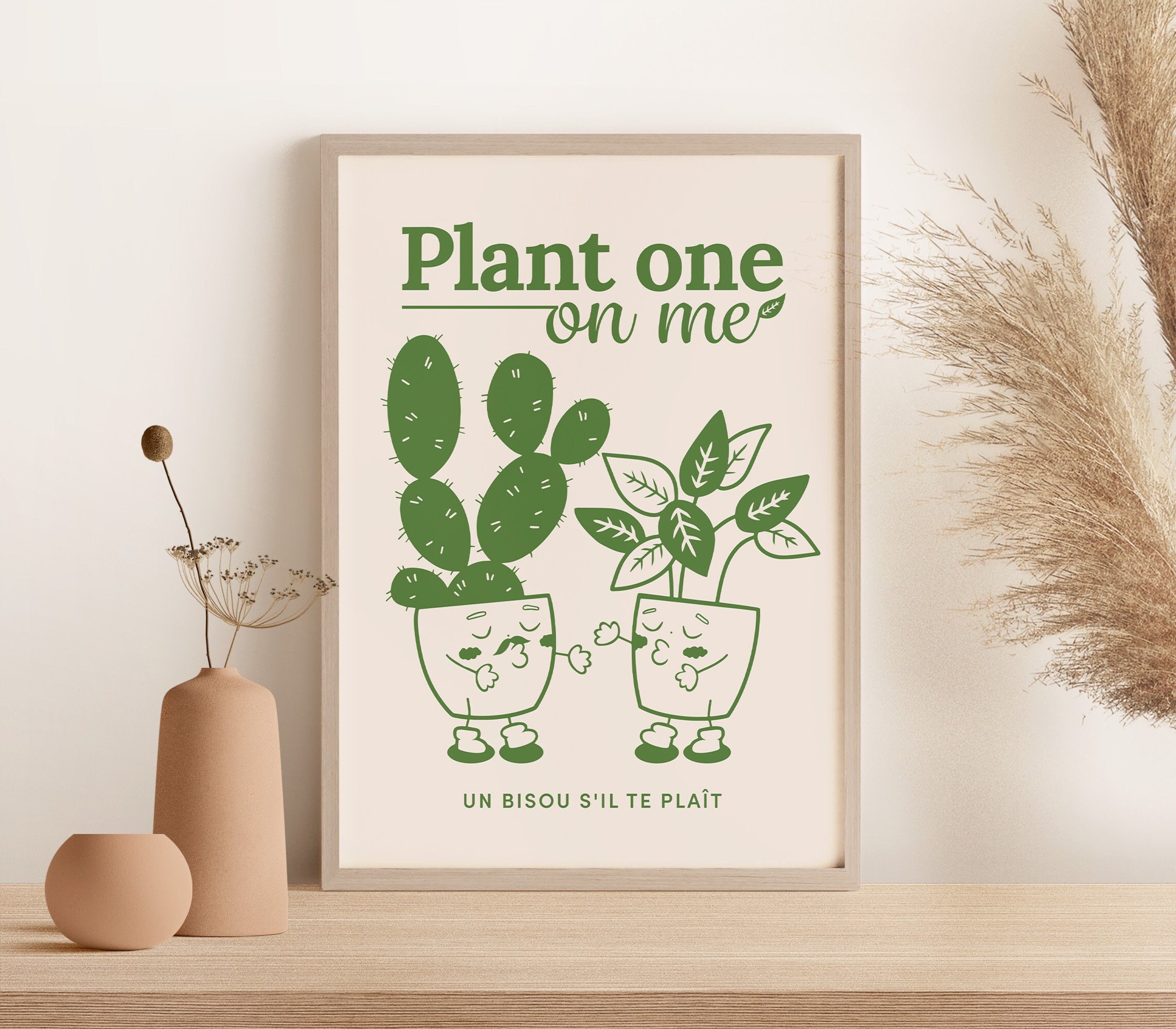 Plant One On Me Print (A4 A3 A2 5x7), 4 Color Options, Bohemian Minimalist Art, Modern Plant Illustration, Humorous Home Decor, Unframed