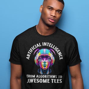 AI Head Graphic Unisex Tee, Artificial Intelligence T-Shirt, Algorithms Tee, Colorful AI Tee, Tech Lover Gift