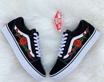 vans shoes with roses on them