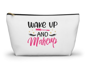 Estuche para accesorios de maquillaje y despertar con fondo en T