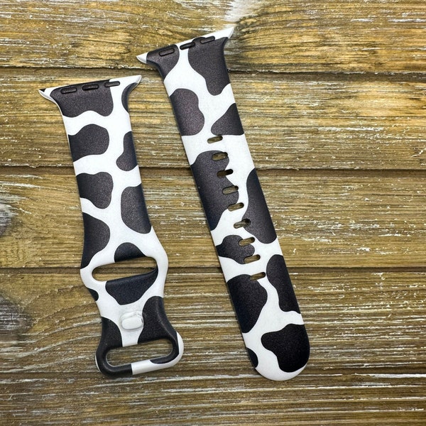 Cow print watch band for apple watch samsung fitbit charge versa silicone christmas holiday