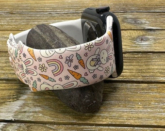 Correa de reloj de silicona con conejitos lindos de Pascua para regalo de Apple Watch Samsung Fitbit