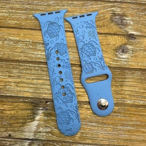 Summer turtles watch band for apple watch under the sea silicone band laser engraved 38/40/41mm, 42/44/45mm, series 1,2,3,4,5,6,7,8 Gift