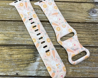 Easter white bunnies silicone watch band for apple watch samsung fitbit