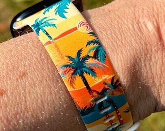 Correa de verano para apple watch, correa hawaiana de viaje para iwatch samsung, correa de silicona 38/40/41 42/44/45/49, regalo para hombres y mujeres