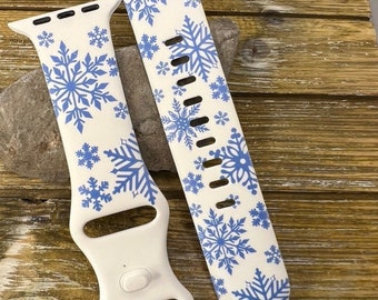 Cinturino per orologio fiocco di neve per mela / inverno lascia che fiocco di neve congelato miglior regalo silicone inciso 38mm 40mm 41mm 42mm 44mm 45mm samsung 20mm 22mm