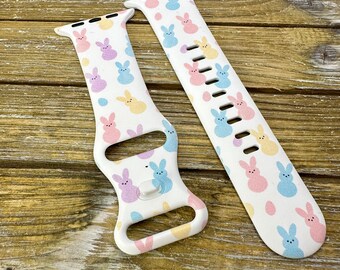 Correa de reloj de silicona conejitos de Pascua para Apple Watch Samsung Fitbit Gift