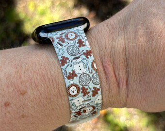 Christmas holiday watch band for apple watch samsung watch & fitbit christmas cookies #203 silicone 20 22 38 40 41 42 44 45 Gift