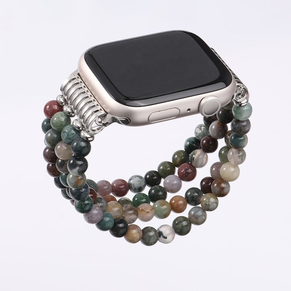 Women's beaded watch band for apple multi color stones loop strap  38mm 40mm 41mm 42mm 44mm 45mm
