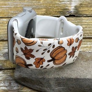 Fall leaves and pumpkins watch band for apple samsung watch leaves pumpkin 20 22 38 40 41 42 44 45 49mm hello fall autumn floral flowers