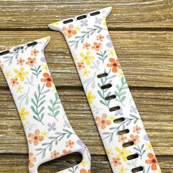 Wildflower Roses Flower Watch Band for Apple Watch, Samsung - Adjustable Silicone Strap 38/40/41/42/44/45/49