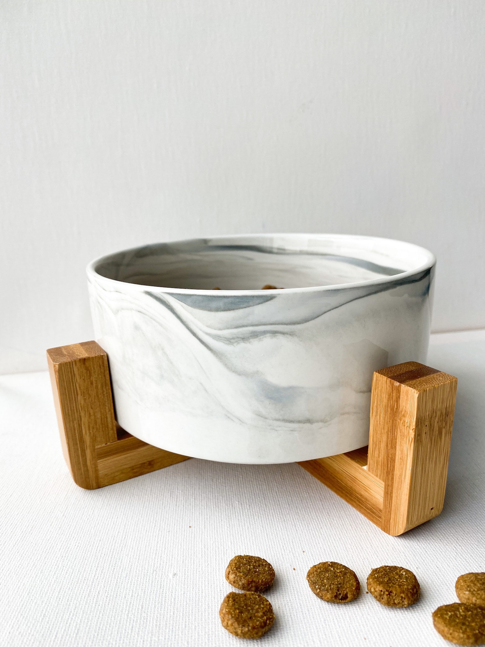 Custom Ceramic Dog Bowl With Wood Stand Personalized Pet Food Etsy