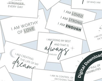 Positive Affirmation Cards DIGITAL DOWNLOAD || Affirmation Cards Pack || Download and Print at Home!