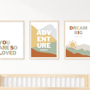 Set of 3 Nursery Prints Boho Nursery Decor Nursery Wall Art image 1