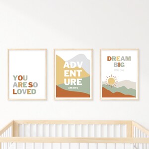 Set of 3 Nursery Prints Boho Nursery Decor Nursery Wall Art image 2