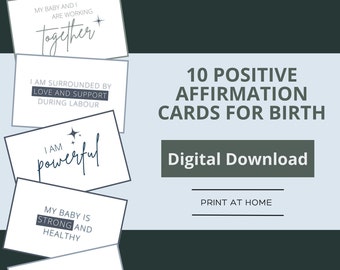 Positive Affirmation Cards for Birth DIGITAL DOWNLOAD || Hypnobirthing Affirmations || Download and Print at Home!