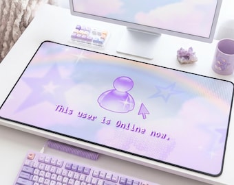 Purple Y2K Desk Mat | Cute Mousepad | Gaming Setup | Computer Accessories | Pastel Mouse Pad | Frutiger Aero Decor for Gamers