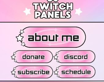 30 Cute Pink Twitch Panels | Black Goth Twitch Panel Kit | Cute Stream Buttons | Buttons for Twitch Streamer