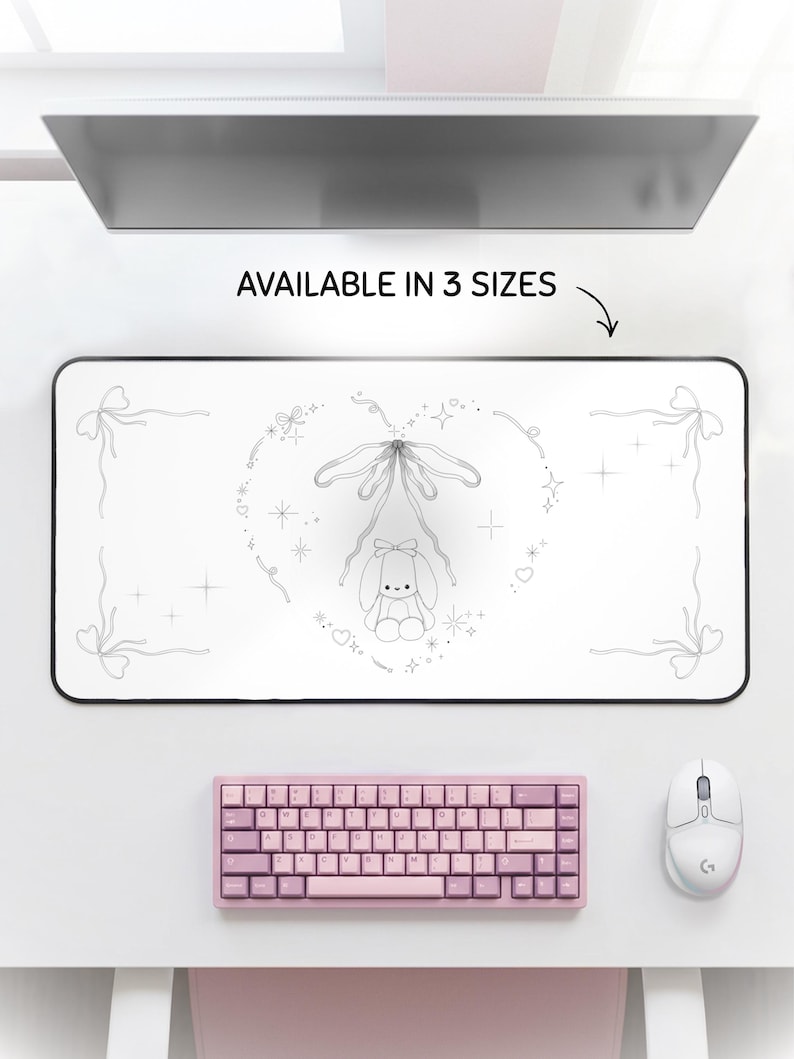 Cute R Mat White Desk Mat Cute | Coquette Mousepad | Large Desk Mat for Gaming ...