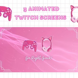 ANIMATED Pink Twitch Stream Package | Twitch Overlay | Animated Screens | Cozy | Pink