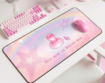 Y2K Desk Mat | Cute Mousepad | Gaming Setup | Computer Accessories | Pink Mouse Pad | Frutiger Aero Decor for Gamers