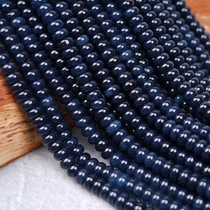 Blauwe saffierkwartskralen: gladde rondelle edelsteen, 8 mm 15&#39;&#39; streng