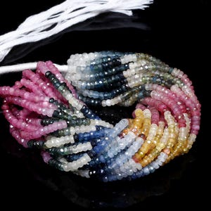 AAA Natural Multicolor Tourmaline Rondelle Beads, Watermelon Faceted Gemstone Beads,Pink Tourmaline Beads For Jewelry Making 4-5mm 15''