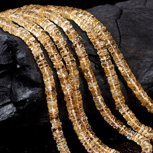 AAA Natural Citrine Rondelle Beads: 5-6mm Gemstone Strand
