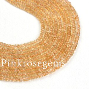 Natürliche Citrin Rondelle Perlen, Citrin facettierte Perlen, echte Citrin Perlen, gelbe Citrin Perlen 3,50-4,50 mm Citrin Edelstein, Citrin Perle