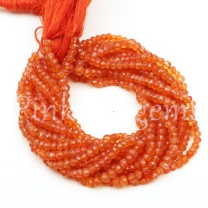 AAA Faceted Orange Carnelian Rondelle Beads - 3.5mm Gemstone