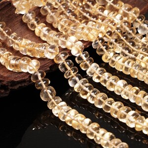 Glatte Citrin Rondelle Edelsteinperlen 6-7 mm 16 &#39;&#39; Strang, Citrine Crystal