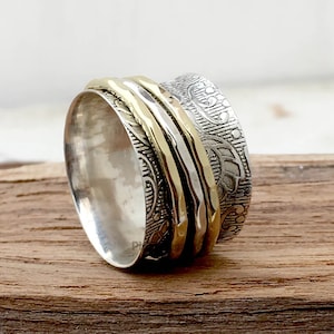 Handmade Sterling Silver Spinner Ring: Anxiety Fidget Ring for Women