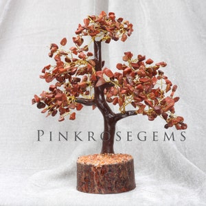 Red Jasper Gemstone Tree: Handmade Feng Shui Bonsai