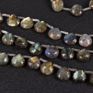 Natural Fire Labradorite Heart Shape Beads, Blue Labradorite Beads, Gemstone Beads 10mm, 8&#39;&#39; Strand Jewelry Supplies
