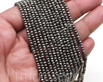 Natural Pyrite Beads, 3mm Pyrite Beads, Faceted Pyrite Gemstone, Hand-Cut Pyrite Beads, Rondelle Pyrite Beads, Pyrite Jewelry Making