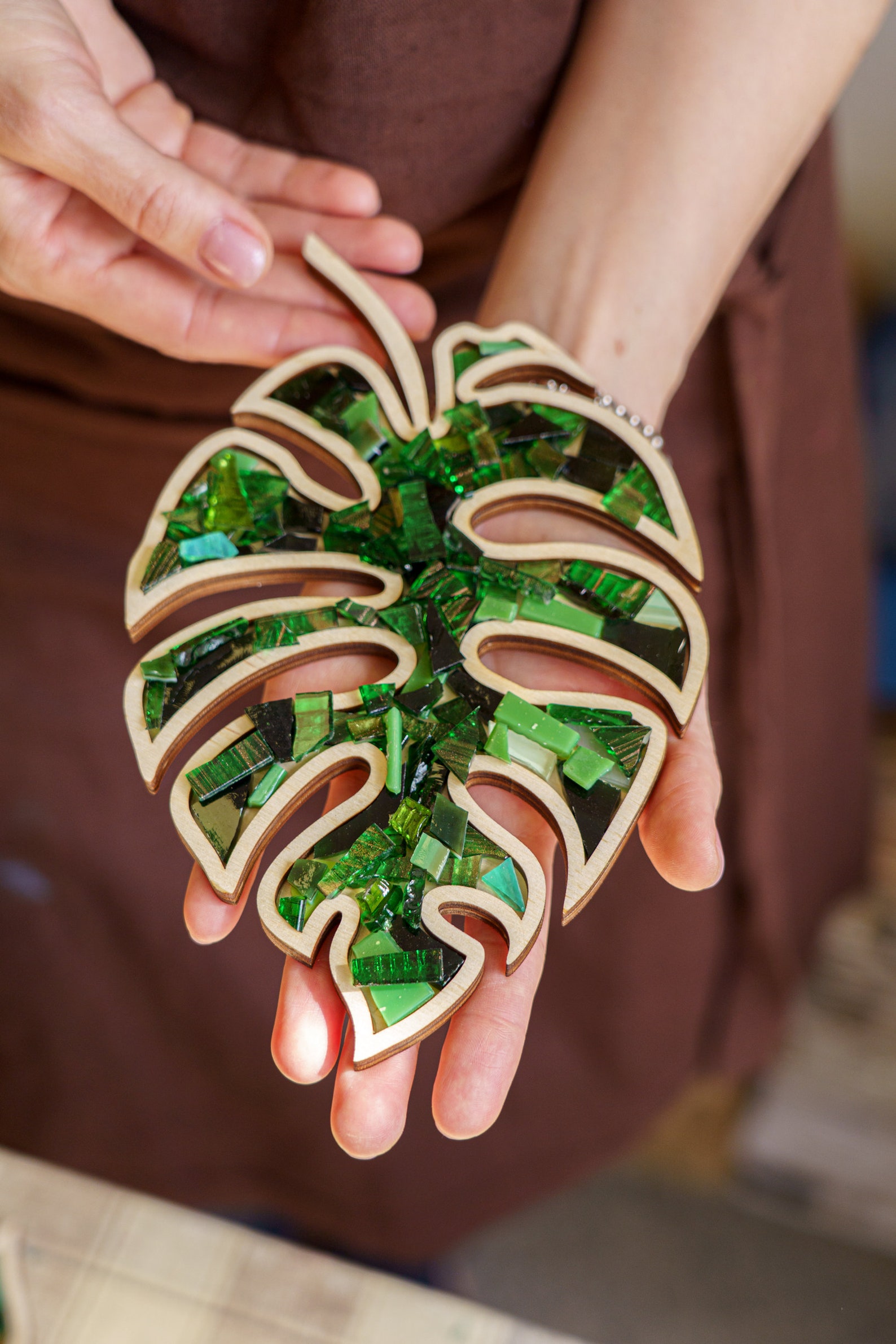 DIY mosaic kit Monstera leaf Etsy